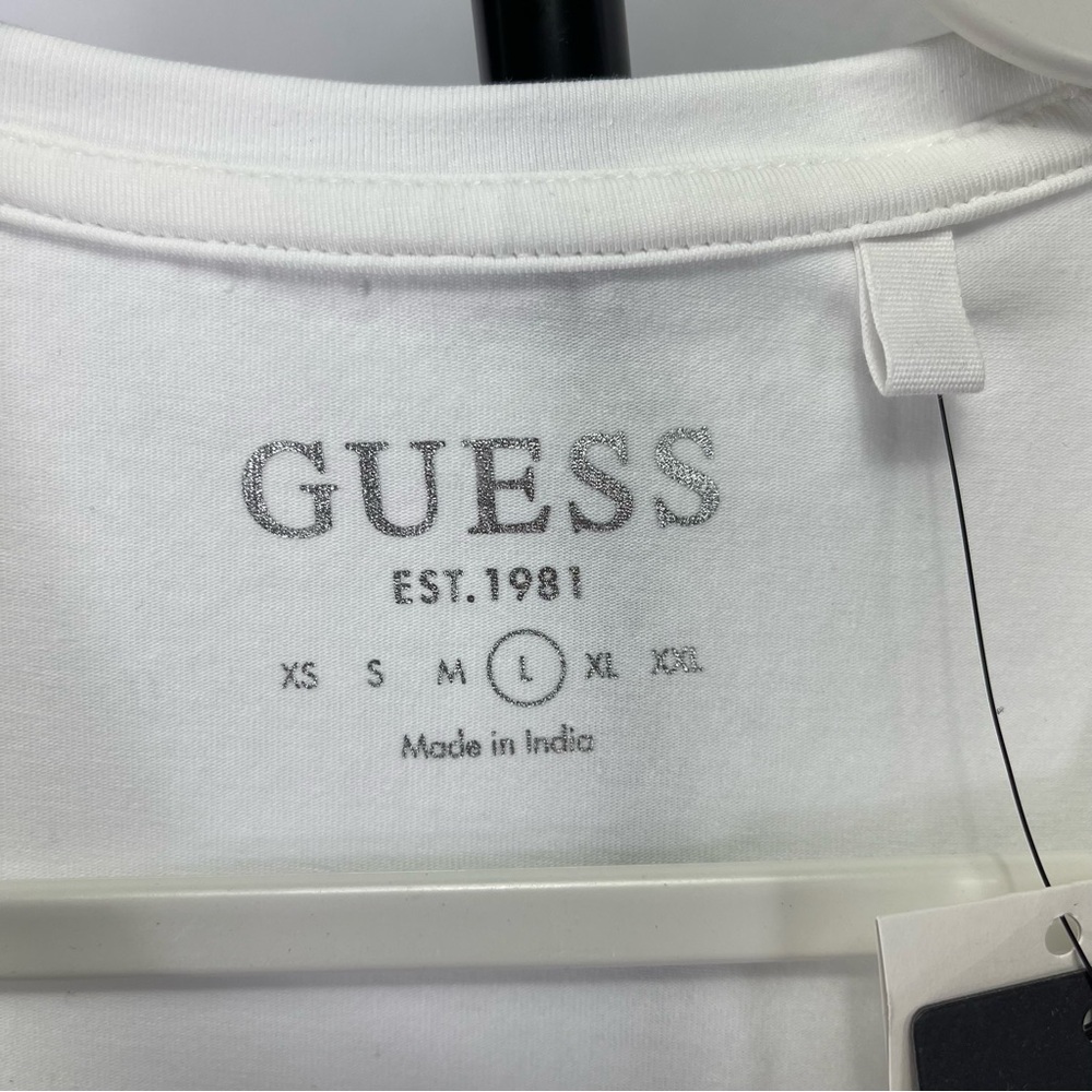 GUESS rainbow rhinestone embellished logo tee, L - Picture 3 of 10